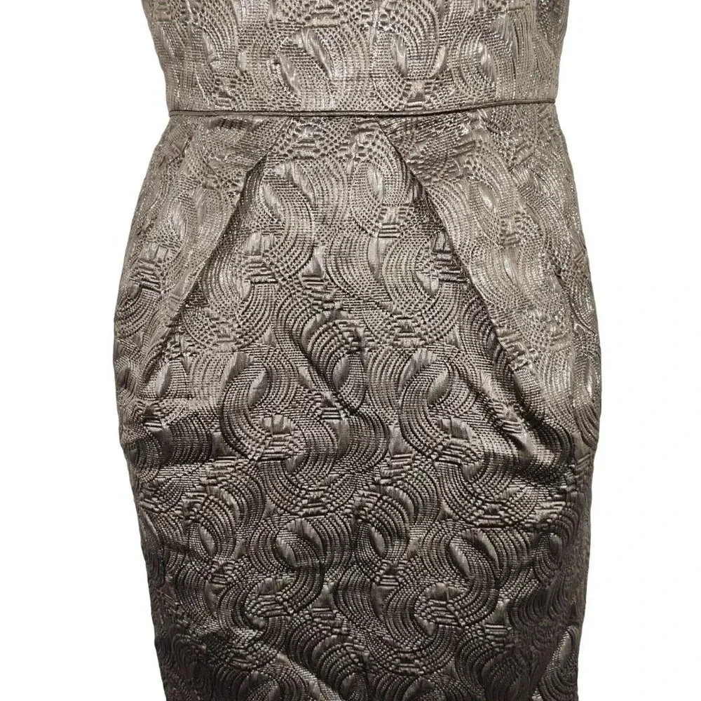 Banana Republic Brocade Bronze Metallic Sheath Cocktail Party Dress Women Size 4 - Picture 3 of 8